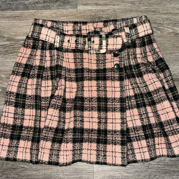 Pink & Plaid Wrap Mini Skirt with Belt - Size 5 Juniors - Picture 1 of 7